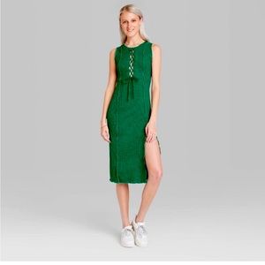 Wild Fable Lace-Up Dress with Slit - Large